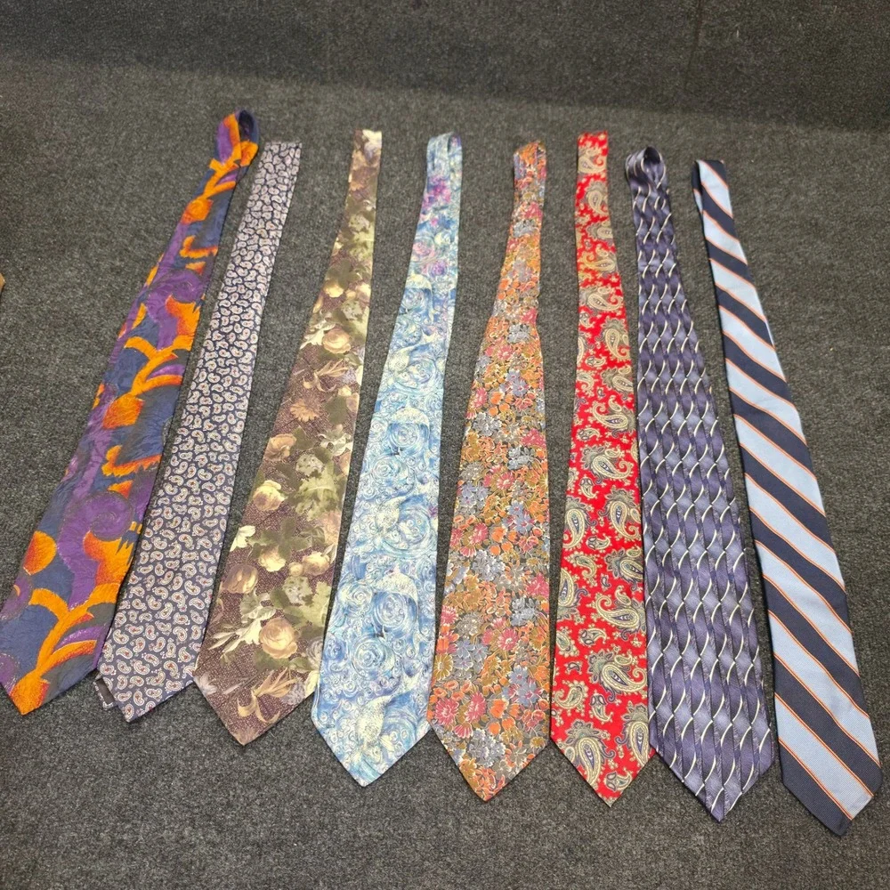 Vintage Mens Silk Tie Lot 8pc Paisley Floral Stripe Nathan Brach Mr Johns JF
